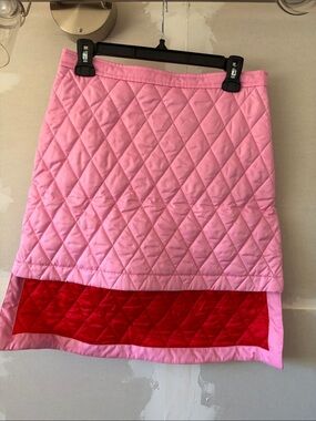 NWT Burberry Gail Quilted Pink Mini Skirt size 6